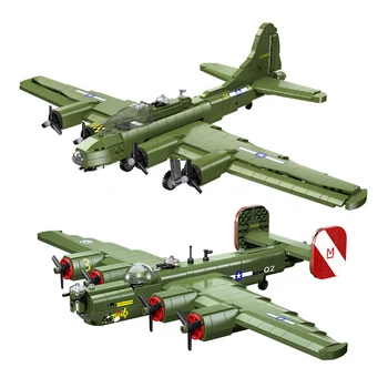WW2 Военен Изтребител на САЩ Бомбардировач B-24 Liberator градивните елементи на Стратегически Бомбардировачи Тухли Модел Самолет Играчки За Момчета САМ Подаръчен Комплект