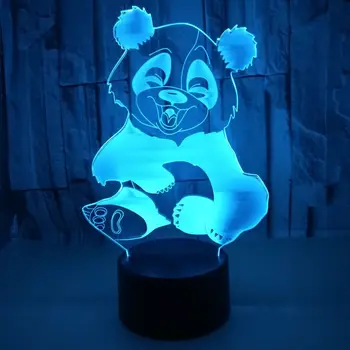 Гигантска Панда Мечка 3D Иллюзионные Лампи 7 Цвята което променя Сензорен Плот Led нощна светлина Подаръци за Рожден Ден за Децата Декор на Детска Спалня