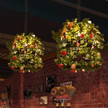 Имитация на Розово полилеи за хотелския ресторант, бар, коридор, Окачена лампа от ковано желязо, подобряване на дома в индустриален стил