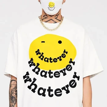 Мъжки t-shirt Oversize от памук в стил хип-хоп с писмото принтом Simle, блузи с къс ръкав, градинска дрехи, скейтборд Harajuku