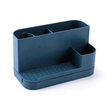 Синя кутия за съхранение на канцеларски материали, въртящи се рафта за жилища, офиси, за съхранение на канцеларски материали