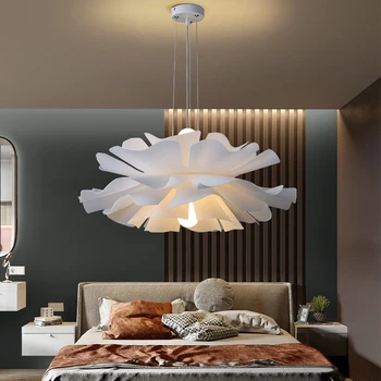Тавана лампа за спални, проста модерна led полилей с топло вътрешно осветление, лампа с листенца в скандинавския дизайн, окачена лампа, кабинет, дрешник.