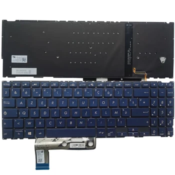 Френски Azerty Нова Клавиатура за Лаптоп ASUS ZenBook 15 UX533 UX533F UX533FD UX533FN UX533FAC FR Осветление Синьо Оформление FR